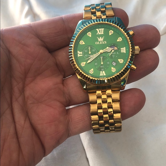 OLEVS Gold and Green Men's Watch